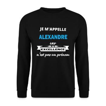 Je m'appelle excellence Alexandre - Sweat-shirt Unisexe - noir - Devant - Alina (178cm) & Michal (187cm)