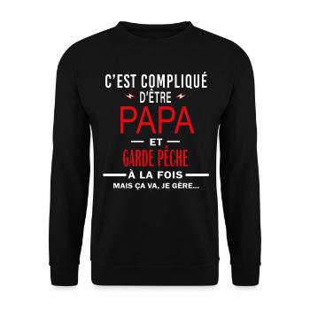 papa Et GARDE PÊCHE cadeau citation - Sweat-shirt Unisexe - noir - Devant - Alina (178cm) & Michal (187cm)