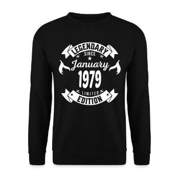 Legendär seit Januar 1979 - Unisex Pullover - Schwarz - Vorne - Alina (178cm) & Michal (187cm)