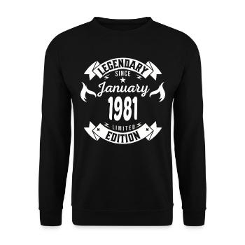 Légendaire depuis janvier 1981 - Sweat-shirt Unisexe - noir - Devant - Alina (178cm) & Michal (187cm)