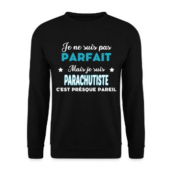 je ne suis pas parfait humour PARACHUTISTE - Sweat-shirt Unisexe - noir - Devant - Alina (178cm) & Michal (187cm)