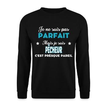je ne suis pas parfait humour PÊCHEUR - Sweat-shirt Unisexe - noir - Devant - Alina (178cm) & Michal (187cm)