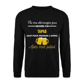 Ne me dérangez pas QUAND J'ai l'apéro tapas - Sweat-shirt Unisexe - noir - Devant - Alina (178cm) & Michal (187cm)