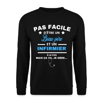 pas facile d'être INFIRMIER et Beau-père - Sweat-shirt Unisexe - noir - Devant - Alina (178cm) & Michal (187cm)