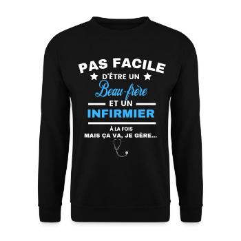 pas facile d'être INFIRMIER et Beau-frère - Sweat-shirt Unisexe - noir - Devant - Alina (178cm) & Michal (187cm)