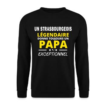 STRASBOURGEOIS légendaire drôle papa exceptionnel - Sweat-shirt Unisexe - noir - Devant - Alina (178cm) & Michal (187cm)