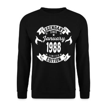 Legendär seit Januar 1988 - Unisex Pullover - Schwarz - Vorne - Alina (178cm) & Michal (187cm)