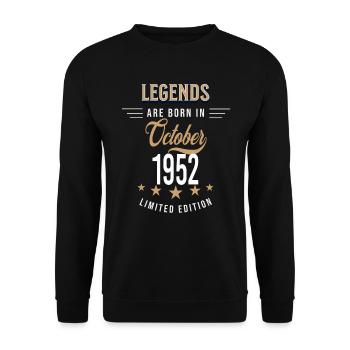 Legends are born in October 1952 - Unisex Sweatshirt - black - Front - Alina (178cm) & Michal (187cm)