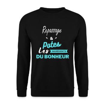 potes les ingrédients du bonheur Repassage - Sweat-shirt Unisexe - noir - Devant - Alina (178cm) & Michal (187cm)