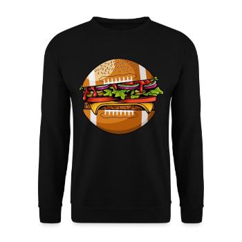 American Football Burger Hamburger Cartoon Fan - Unisex Pullover - Schwarz - Vorne - Alina (178cm) & Michal (187cm)