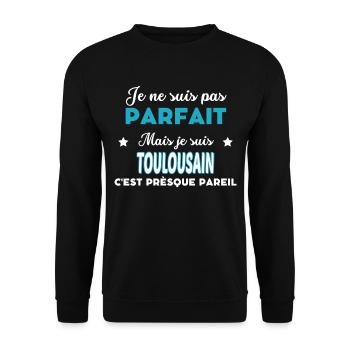 je ne suis pas parfait humour TOULOUSAIN - Sweat-shirt Unisexe - noir - Devant - Alina (178cm) & Michal (187cm)