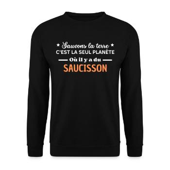 sauvons la terre c'est la seul planète - Sweat-shirt Unisexe - noir - Devant - Alina (178cm) & Michal (187cm)