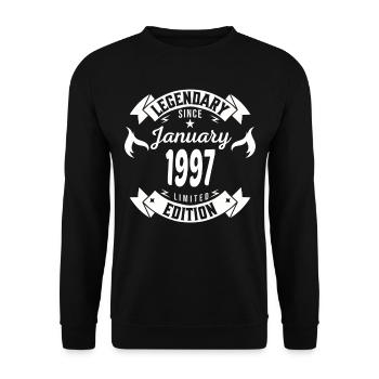 Legendär seit Januar 1997 - Unisex Pullover - Schwarz - Vorne - Alina (178cm) & Michal (187cm)