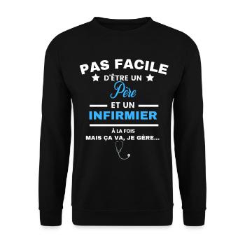 pas facile d'être INFIRMIER et Père - Sweat-shirt Unisexe - noir - Devant - Alina (178cm) & Michal (187cm)