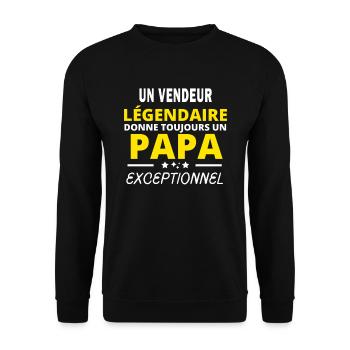 VENDEUR légendaire drôle papa exceptionnel - Sweat-shirt Unisexe - noir - Devant - Alina (178cm) & Michal (187cm)
