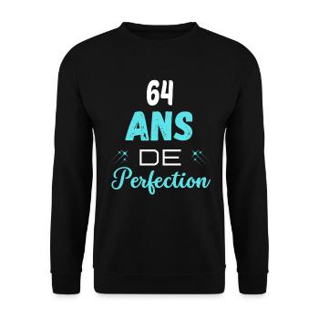 âge de la perfection cadeau humoristique 64 ans - Sweat-shirt Unisexe - noir - Devant - Alina (178cm) & Michal (187cm)