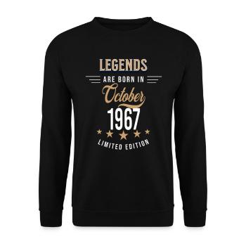 Legenden werden im Oktober 1967 geboren - Unisex Pullover - Schwarz - Vorne - Alina (178cm) & Michal (187cm)