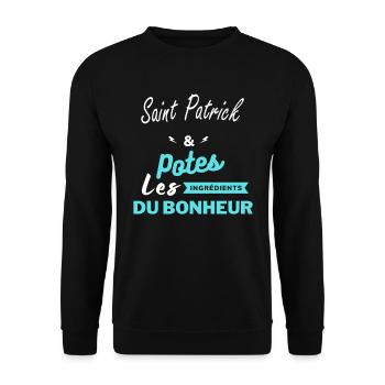 potes les ingrédients du bonheur Saint Patrick - Sweat-shirt Unisexe - noir - Devant - Alina (178cm) & Michal (187cm)