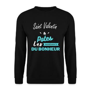 potes les ingrédients du bonheur Saint Valentin - Sweat-shirt Unisexe - noir - Devant - Alina (178cm) & Michal (187cm)