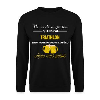 Ne me dérangez pas QUAND J'ai l'apéro triathlon - Sweat-shirt Unisexe - noir - Devant - Alina (178cm) & Michal (187cm)