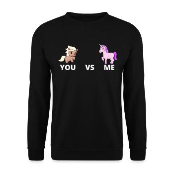 Toi contre moi CHEVAL LICORNE - Sweat-shirt Unisexe - noir - Devant - Alina (178cm) & Michal (187cm)