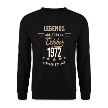 Legends are born in October 1972 - Unisex Sweatshirt - black - Front - Alina (178cm) & Michal (187cm)