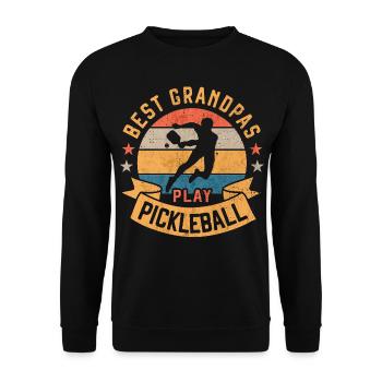 Best Grandpas play Pickleball Retirement Vintage - Unisex Sweatshirt - black - Front - Alina (178cm) & Michal (187cm)