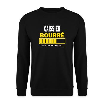 CAISSIER bourré HUMOUR - Sweat-shirt Unisexe - noir - Devant - Alina (178cm) & Michal (187cm)