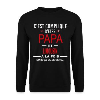 papa Et LIMOUSIN cadeau citation - Sweat-shirt Unisexe - noir - Devant - Alina (178cm) & Michal (187cm)