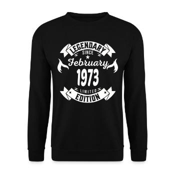Legendär seit Februar 1973 - Unisex Pullover - Schwarz - Vorne - Alina (178cm) & Michal (187cm)