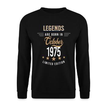 Legends are born in October 1975 - Unisex Sweatshirt - black - Front - Alina (178cm) & Michal (187cm)