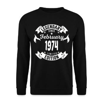 Legendary since february 1974 - Unisex Sweatshirt - black - Front - Alina (178cm) & Michal (187cm)