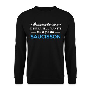 sauvons la terre c'est la seul planète - Sweat-shirt Unisexe - noir - Devant - Alina (178cm) & Michal (187cm)