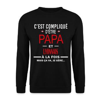 papa Et LYONNAIS cadeau citation - Sweat-shirt Unisexe - noir - Devant - Alina (178cm) & Michal (187cm)