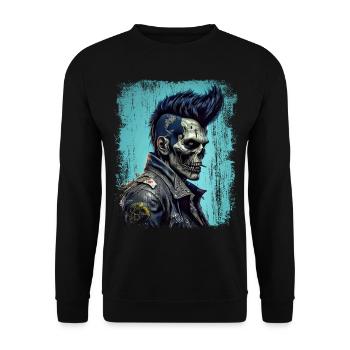 Rock'n'Roll Horror Punk Zombie Skull - Unisex Sweatshirt - black - Front - Alina (178cm) & Michal (187cm)