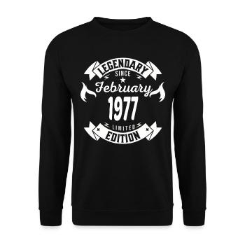 Legendary since february 1977 - Unisex Sweatshirt - black - Front - Alina (178cm) & Michal (187cm)