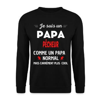 Je suis un PAPA PÊCHEUR - Sweat-shirt Unisexe - noir - Devant - Alina (178cm) & Michal (187cm)