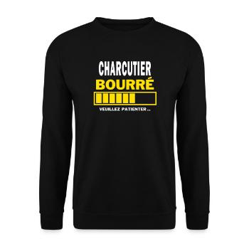 CHARCUTIER bourré HUMOUR - Sweat-shirt Unisexe - noir - Devant - Alina (178cm) & Michal (187cm)