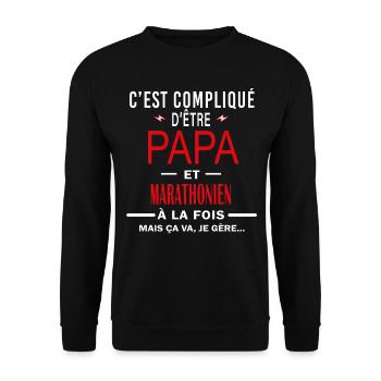 papa Et MARATHONIEN cadeau citation - Sweat-shirt Unisexe - noir - Devant - Alina (178cm) & Michal (187cm)