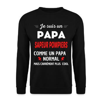 Je suis un PAPA SAPEUR POMPIERS - Sweat-shirt Unisexe - noir - Devant - Alina (178cm) & Michal (187cm)