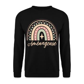 Cadeau Aménageuse. Boho Rainbow aménageuse. - Sweat-shirt Unisexe - noir - Devant - Alina (178cm) & Michal (187cm)