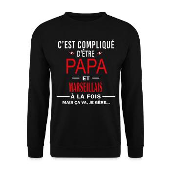 papa Et MARSEILLAIS cadeau citation - Sweat-shirt Unisexe - noir - Devant - Alina (178cm) & Michal (187cm)
