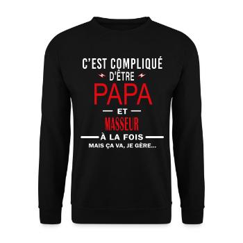 papa Et MASSEUR cadeau citation - Sweat-shirt Unisexe - noir - Devant - Alina (178cm) & Michal (187cm)
