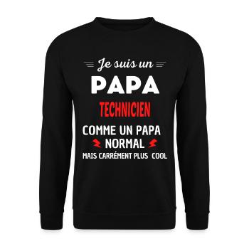 Je suis un PAPA TECHNICIEN - Sweat-shirt Unisexe - noir - Devant - Alina (178cm) & Michal (187cm)
