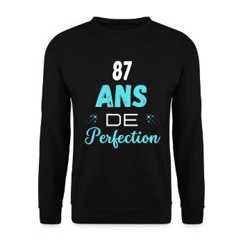 âge de la perfection cadeau humoristique 87 ans - Sweat-shirt Unisexe - noir - Devant - Alina (178cm) & Michal (187cm)