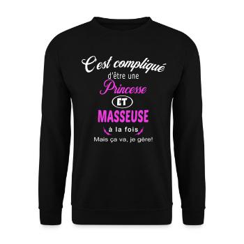 c'est compliqué princesse et masseuse - Sweat-shirt Unisexe - noir - Devant - Alina (178cm) & Michal (187cm)