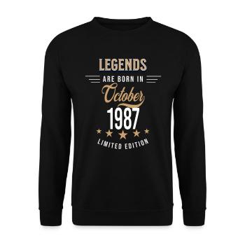 Legends are born in October 1987 - Unisex Sweatshirt - black - Front - Alina (178cm) & Michal (187cm)