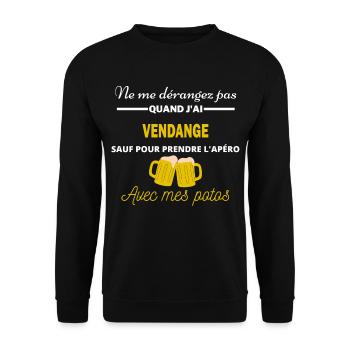 Ne me dérangez pas QUAND J'ai l'apéro vendange - Sweat-shirt Unisexe - noir - Devant - Alina (178cm) & Michal (187cm)