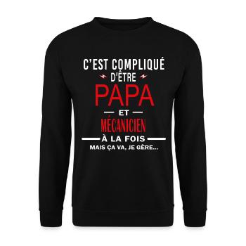 papa Et MÉCANICIEN cadeau citation - Sweat-shirt Unisexe - noir - Devant - Alina (178cm) & Michal (187cm)
