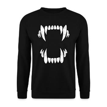 Unheimliche Wolfszähne - Unisex Pullover - Schwarz - Vorne - Alina (178cm) & Michal (187cm)